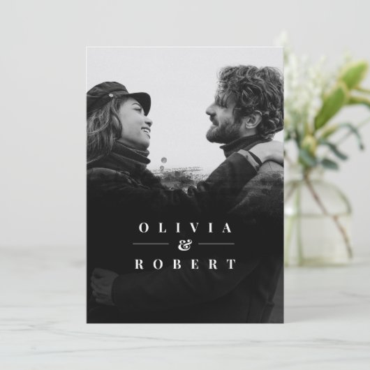 Aangepaste foto Abstract Silver Weddenschap Kaart (Staand voorkant)
