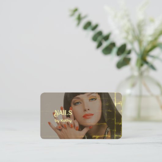 Aangepaste foto achtergrond Nail Tech Visitekaartje (Staand voorkant)