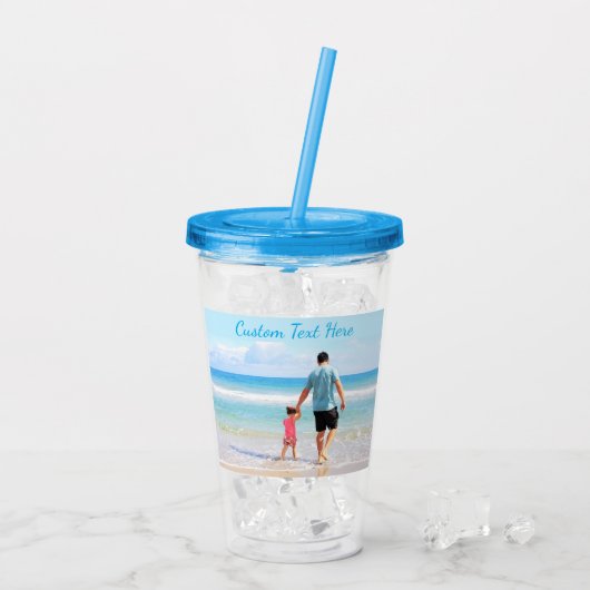 Aangepaste Foto Acryl Tumbler met Tekst Drinkbeker (Achterkant ijs)