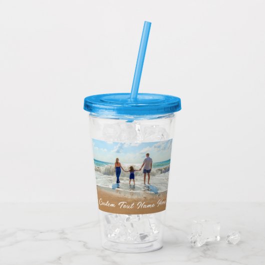 Aangepaste foto Acryl Tumbler met Tekstnaam Drinkbeker (Achterkant ijs)