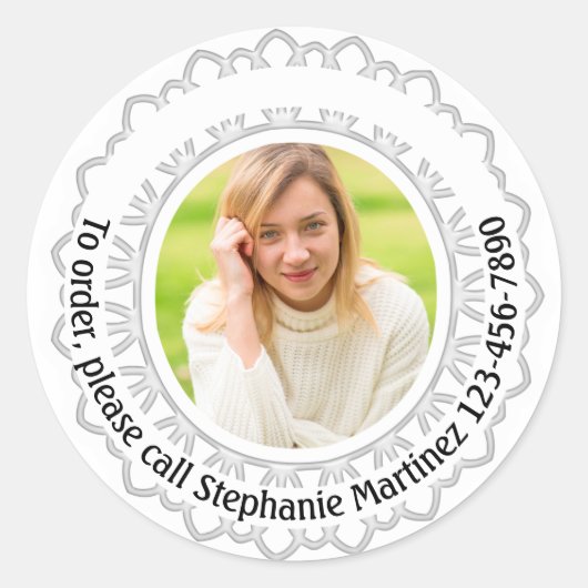 Aangepaste foto Adverteren Zakelijke verkoopmarket Ronde Sticker (Voorkant)