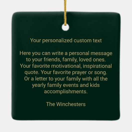 Aangepaste foto afbeelding afbeelding groet berich keramisch ornament (Achterkant)