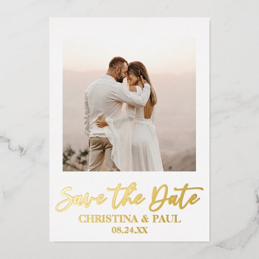 Aangepaste foto Afbeelding bruiloft Save the Date  Folie Uitnodiging (Voorkant)