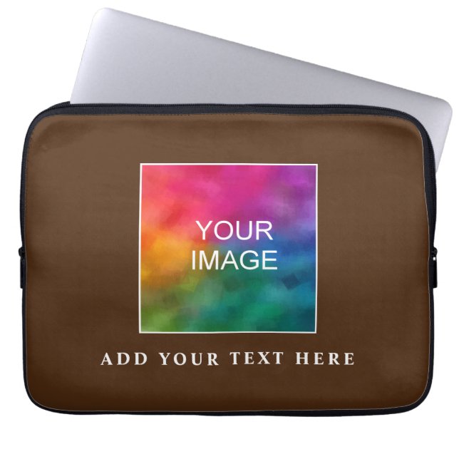Aangepaste foto Afbeelding Elegante bruine Sjabloo Laptop Sleeve (Voorkant)