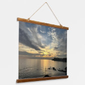 Aangepaste foto afbeelding gepersonaliseerd horizo hangend wandkleed (Gebogen)
