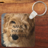 Aangepaste foto afbeelding naam contactinfo monogr sleutelhanger (Achterkant)