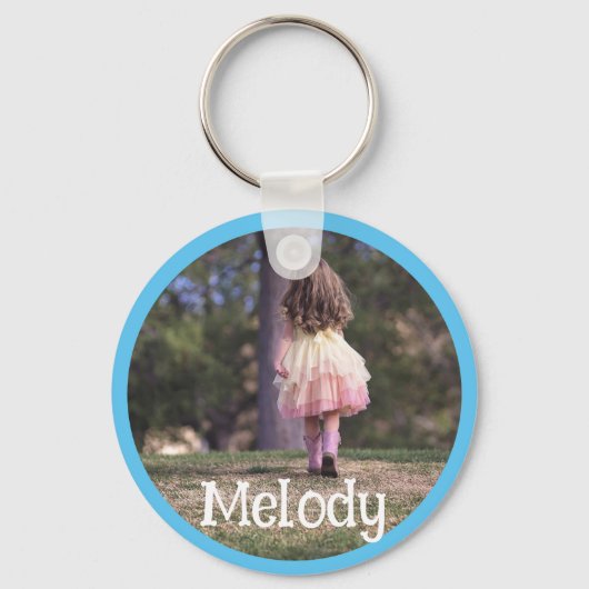 Aangepaste foto Afbeelding Sjabloon Blue Border Li Sleutelhanger (Voorkant)