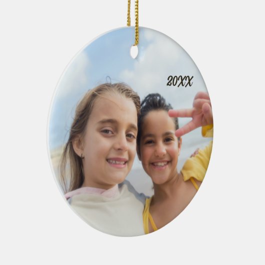 Aangepaste foto-Afbeelding tekst Gepersonaliseerd Keramisch Ornament (Rechts)