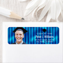 Aangepaste foto afstudeer retouradres met blauwe l