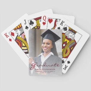 Aangepaste foto afstudeerproject burgundy schrift pokerkaarten