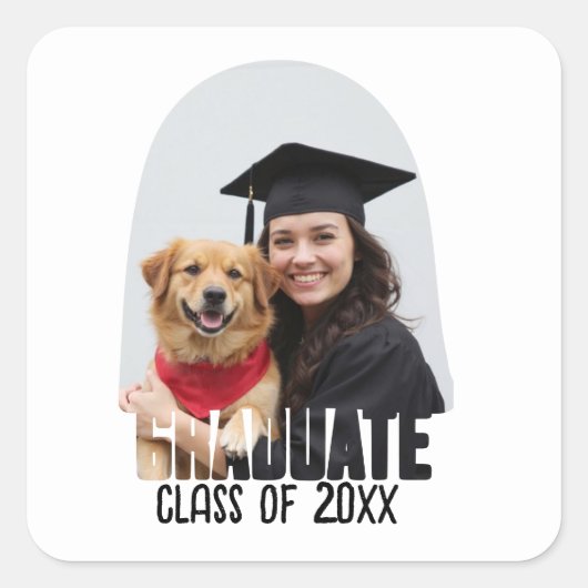 Aangepaste Foto Afstuderen Arch Afstuderen Favorie Vierkante Sticker (Voorkant)