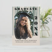 Aangepaste Foto afstuderen beige salie groen gestr Aankondiging (Staand voorkant)
