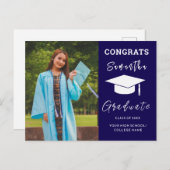 Aangepaste foto Afstuderen Gefeliciteerd Afstudeer Aankondigingskaart (Voorkant / Achterkant)