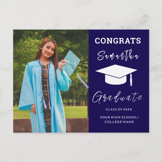 Aangepaste foto Afstuderen Gefeliciteerd Afstudeer Aankondigingskaart (Voorkant)