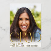 Aangepaste foto Afstuderen Gold Folie Uitnodiging (Voorkant)