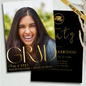 Aangepaste foto Afstuderen Gold Folie Uitnodiging