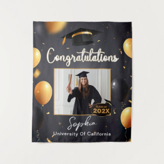 Aangepaste Foto Afstuderen Party Decor Party Achte Wandkleed