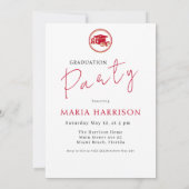 Aangepaste Foto Afstuderen Rood op Witte Uitnodigi Kaart (Achterkant)