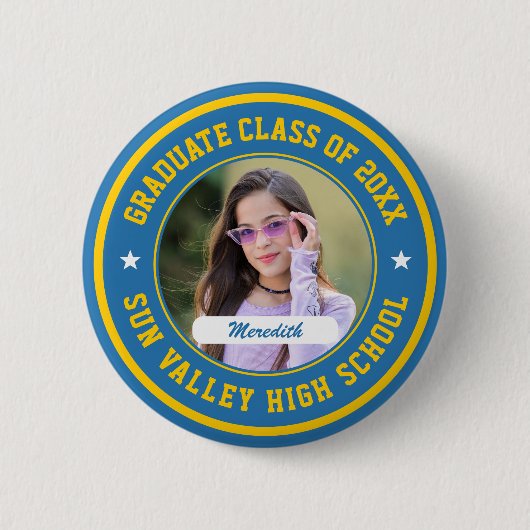Aangepaste foto afstuderen seniorenklas ronde button 5,7 cm (Voorkant)