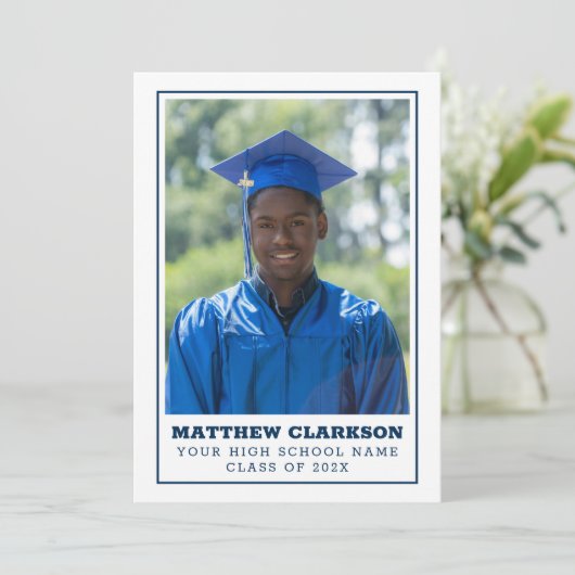 Aangepaste foto Afstuderen uitnodiging (Staand voorkant)