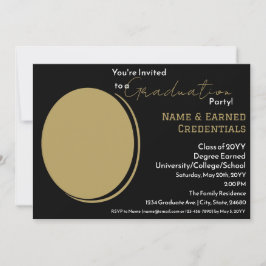 Aangepaste Foto Afstuderen Zwart, Wit & Goud Party Aankondiging