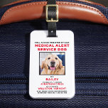 Aangepaste foto-alarmservice Dog Badge Bagagelabel<br><div class="desc">Medical Alert Service Dog - Identificeer uw hond gemakkelijk als een werkende onderhoudshond, terwijl u uw hond op afleiding blijft richten en op afleiding blijft snijden terwijl u met een van deze k9-ID-badges werkt. Het is niet standaard of vereist om een Service Dog te registreren. Hoewel niet vereist, geeft een...</div>