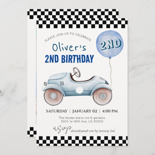 Aangepaste foto, Alle leeftijd, auto thema jongen  Kaart (Voorkant / Achterkant)