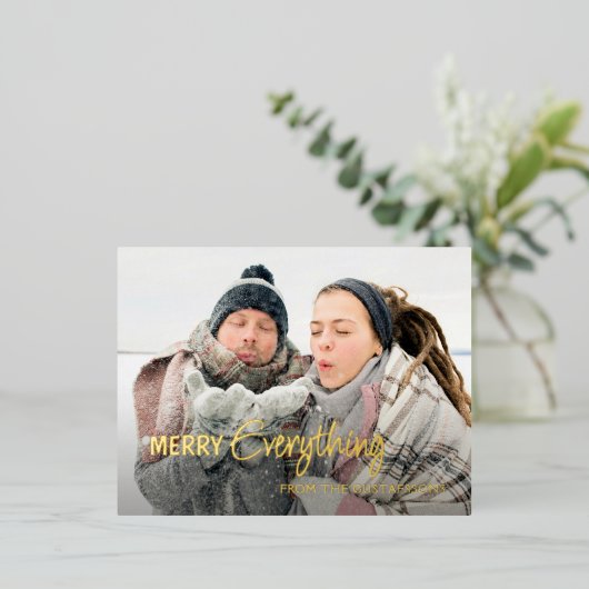 Aangepaste foto Alles bij elkaar Humor Gold Folie Feestdagen Briefkaart (Staand Voorkant)