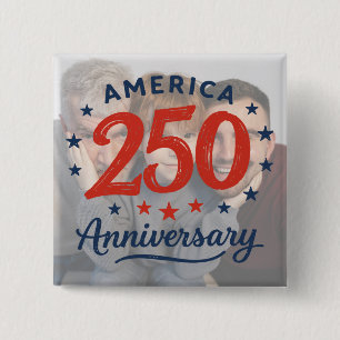 Aangepaste foto Amerika 250 Verjaardags Knop Vierkante Button 5,1 Cm