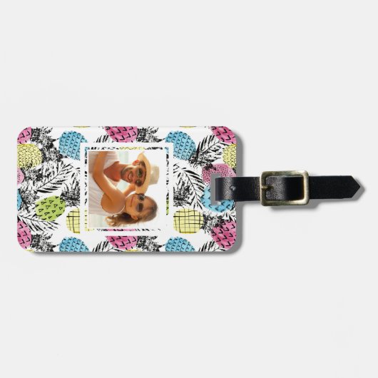 Aangepaste foto-anananaslaghandpalmen bagagelabel (Voorkant horizontaal)