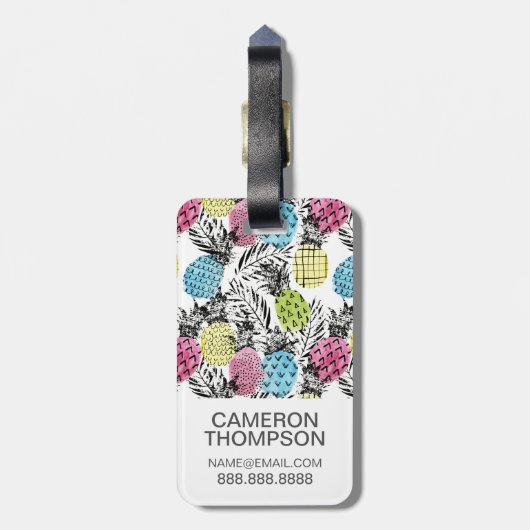 Aangepaste foto-anananaslaghandpalmen bagagelabel (Achterkant verticaal)