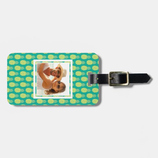 Aangepaste foto-ananassen bagagelabel (Voorkant horizontaal)