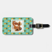 Aangepaste foto-ananassen op geometrisch patroon bagagelabel (Voorkant horizontaal)