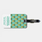 Aangepaste foto-ananassen op geometrisch patroon bagagelabel (Achterkant horizontaal)