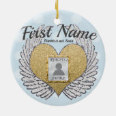 Aangepaste foto Angel Wings en Heart Keramisch Ornament (Achterkant)