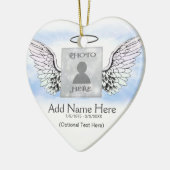 Aangepaste foto Angel Wings en Heart Memorial Keramisch Ornament (Links)