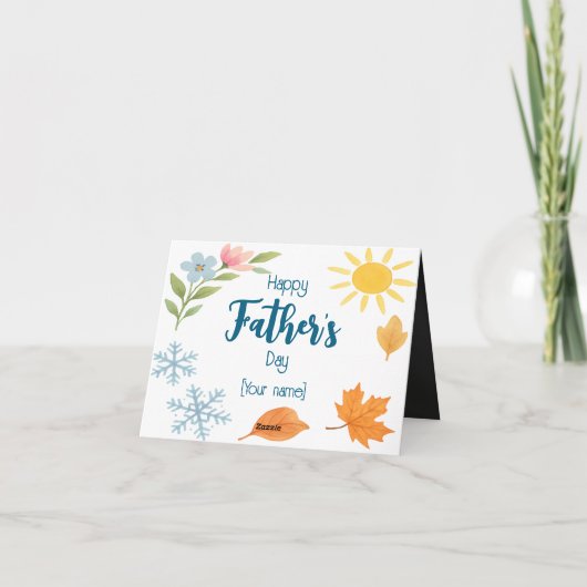 Aangepaste foto aquarel vier seizoenen Vaderdag Feestdagen Kaart (Achterkant)