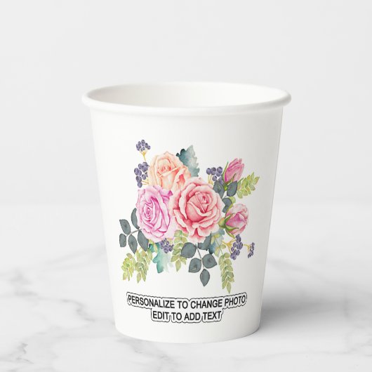 Aangepaste foto-armlogan twee kanten papieren bekers (Achterkant)