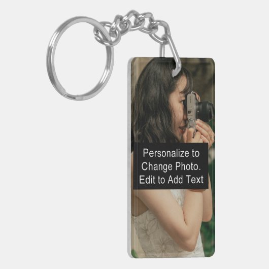 Aangepaste foto Art Name Monogram Quote Acrylic Re Sleutelhanger (Voorkant Links)