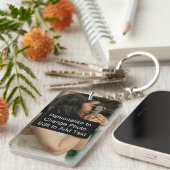 Aangepaste foto Art Name Monogram Quote Acrylic Re Sleutelhanger (Voorkant Rechts)