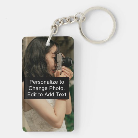 Aangepaste foto Art Name Monogram Quote Acrylic Re Sleutelhanger (achterkant)