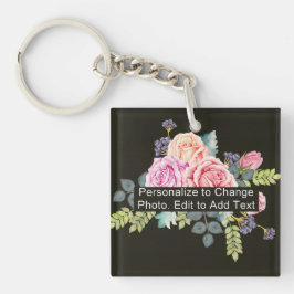 Aangepaste foto Art Name Monogram Quote Acrylic Re Sleutelhanger