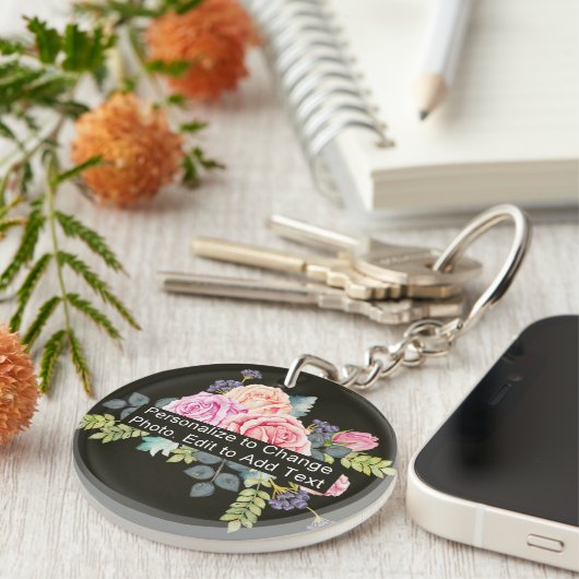 Aangepaste foto Art Name Monogram Quote Acryllic R Sleutelhanger (Voorkant Rechts)