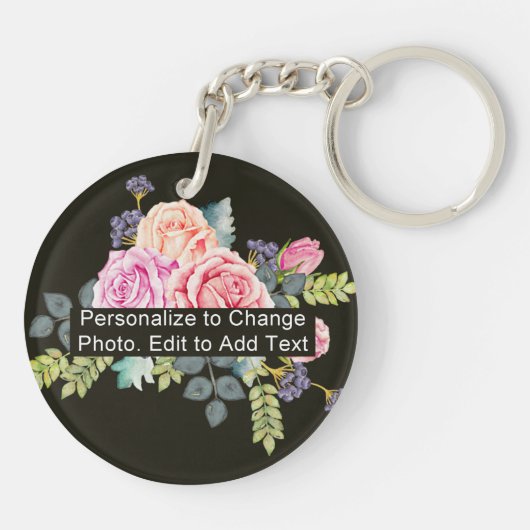 Aangepaste foto Art Name Monogram Quote Acryllic R Sleutelhanger (Achterkant)