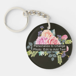 Aangepaste foto Art Name Monogram Quote Acryllic R Sleutelhanger