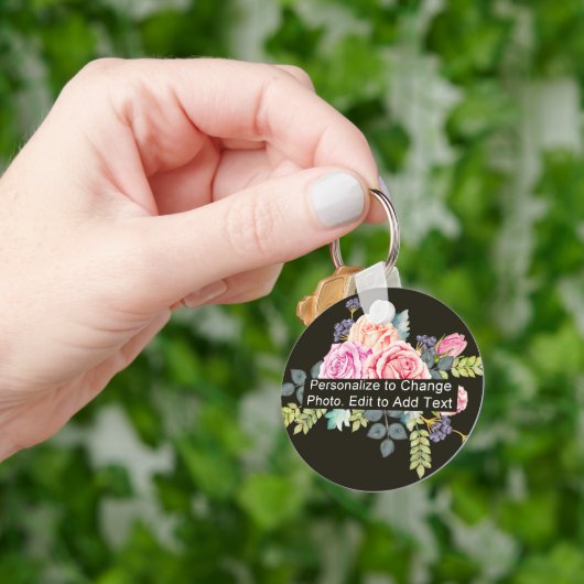 Aangepaste foto Art Name Monogram Quote Alum Cirke Sleutelhanger (Hand)