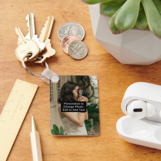 Aangepaste foto Art Name Monogram Quote Alum Rec S Sleutelhanger (Bureau)