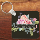 Aangepaste foto Art Name Monogram Quote Alum Squar Sleutelhanger (Voorkant)