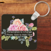 Aangepaste foto Art Name Monogram Quote Alum Squar Sleutelhanger (Achterkant)