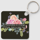 Aangepaste foto Art Name Monogram Quote Alum Squar Sleutelhanger (Achterkant)